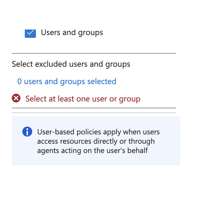 Excluded users selected
