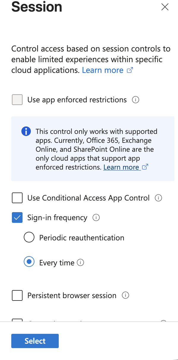 Security defaults warning