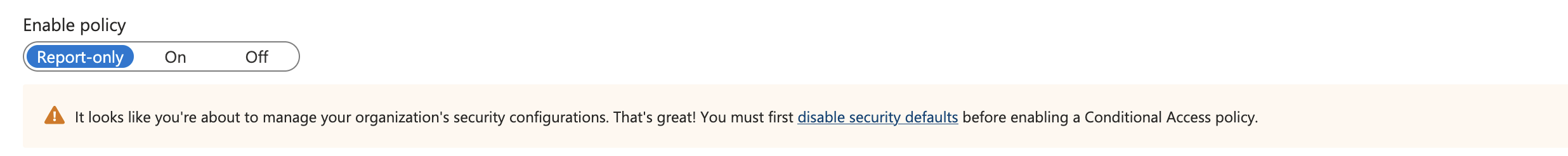 Create policy in report-only mode