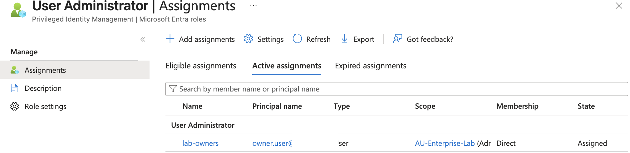 AU scoped role assignment