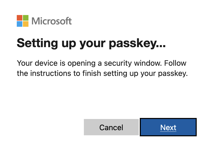 Setting up passkey