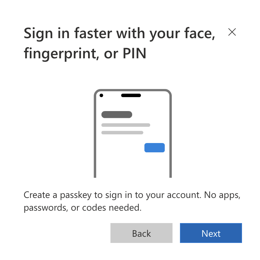 Create passkey prompt