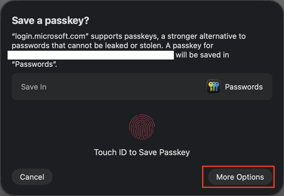Save passkey prompt