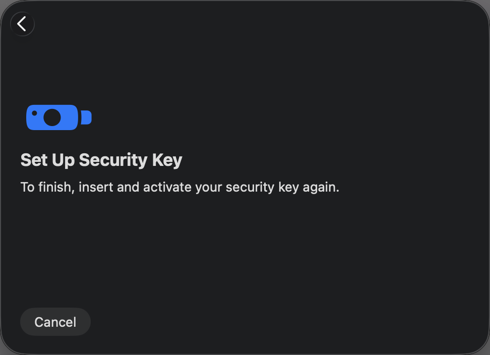 Security key final activation