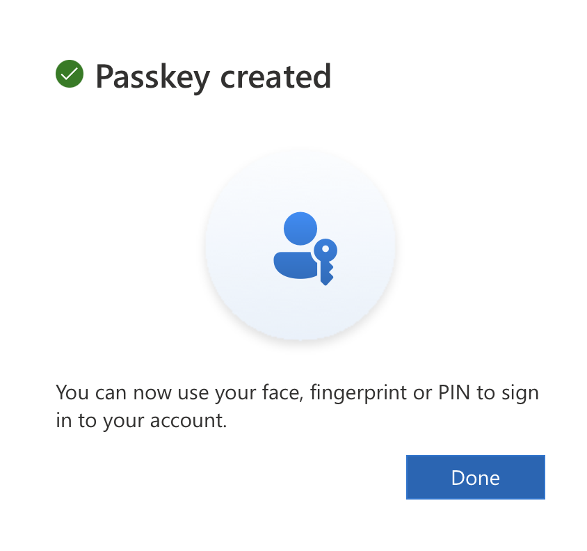 Passkey created