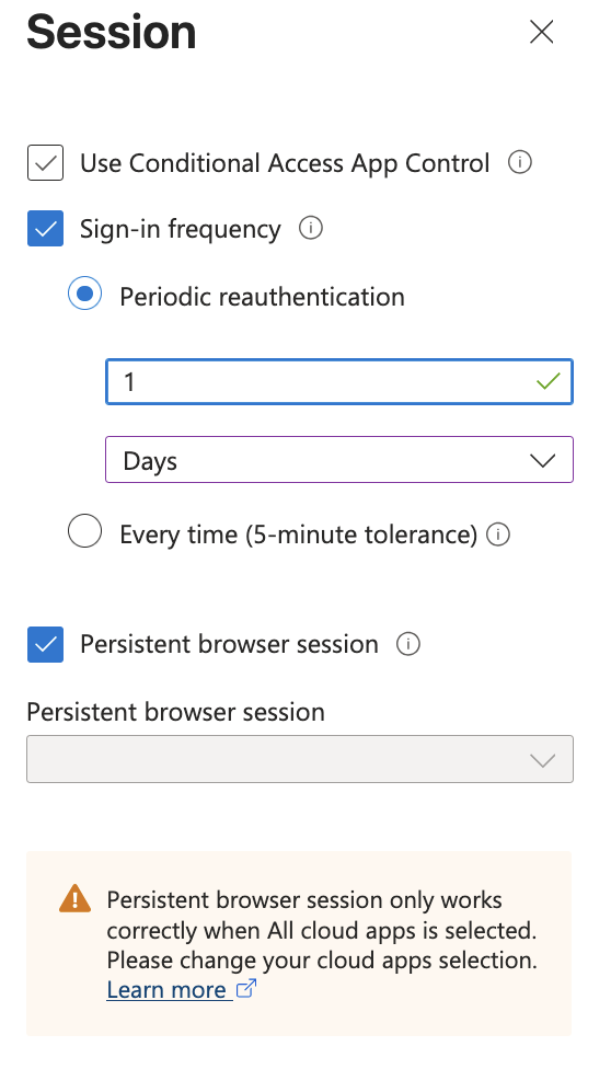 Conditional Access session controls