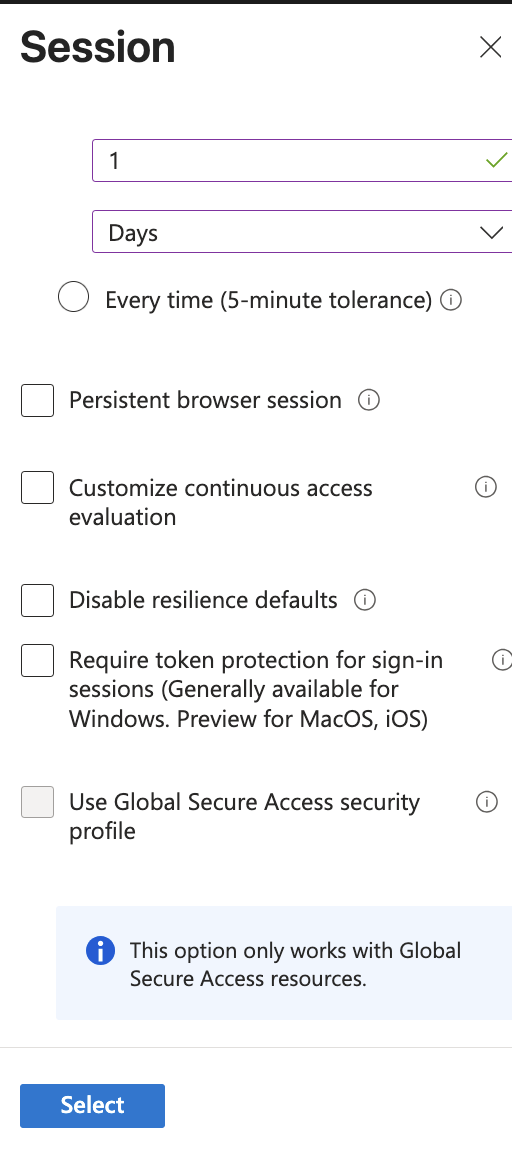 Conditional Access session controls