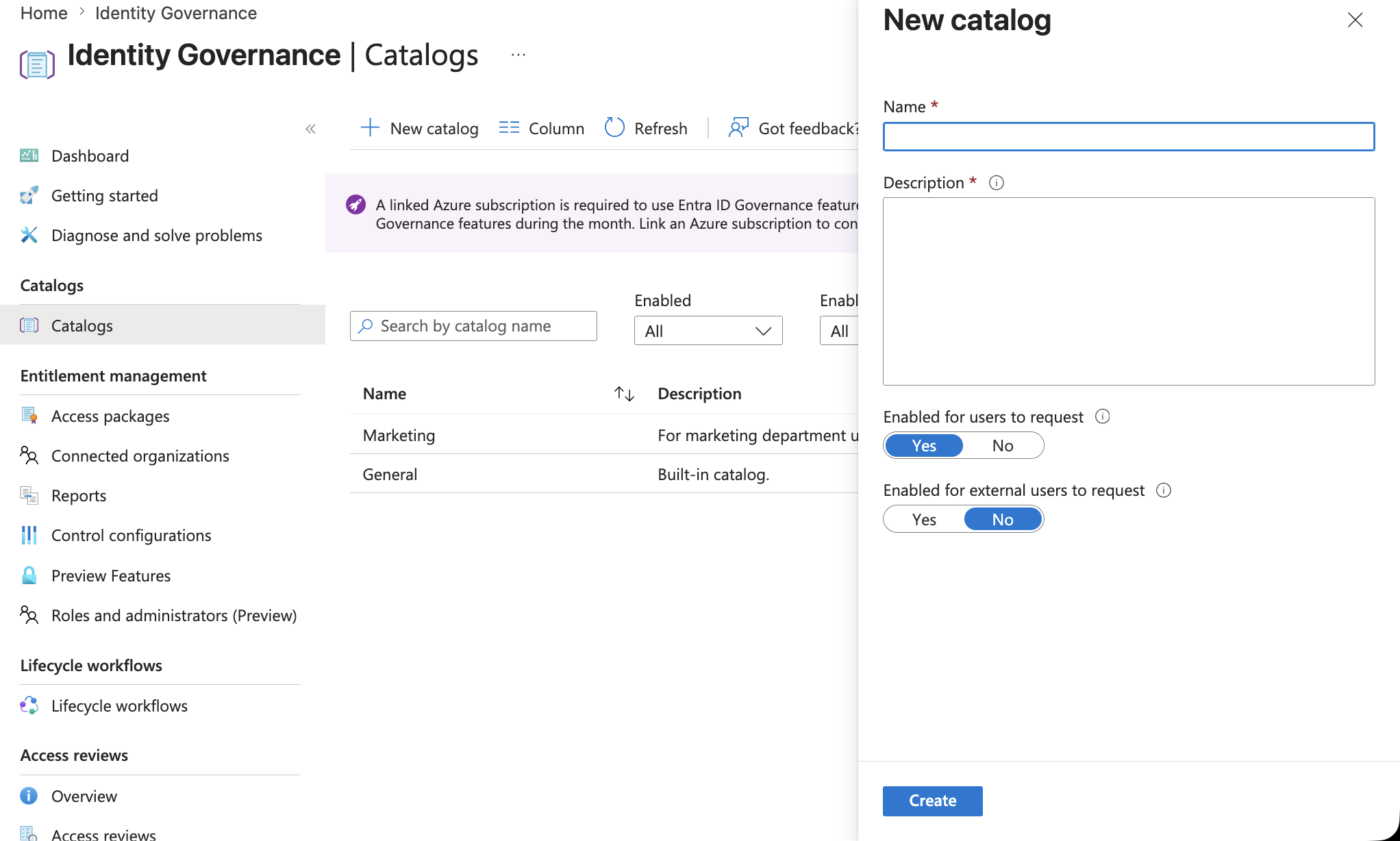 Access catalog