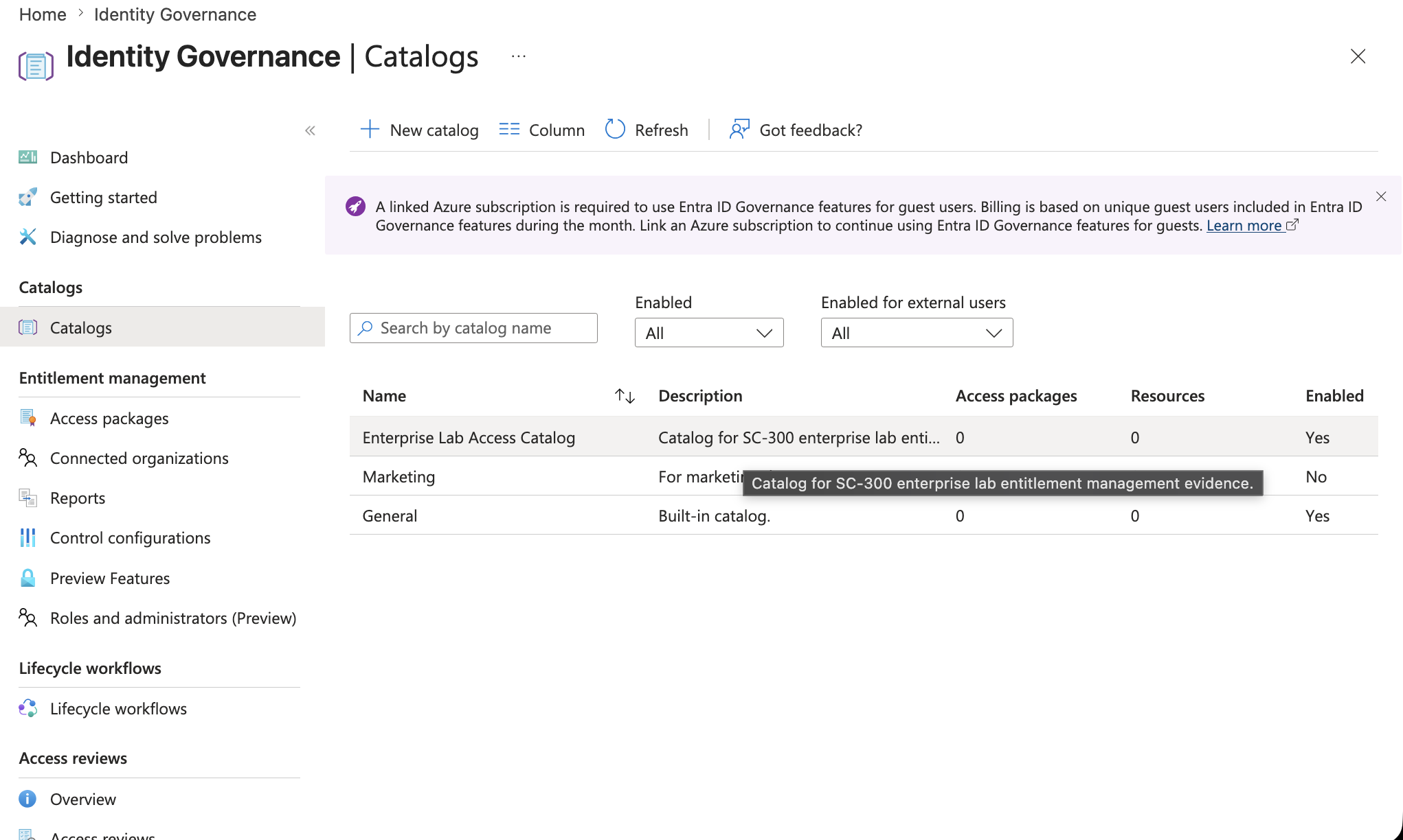 Access catalog