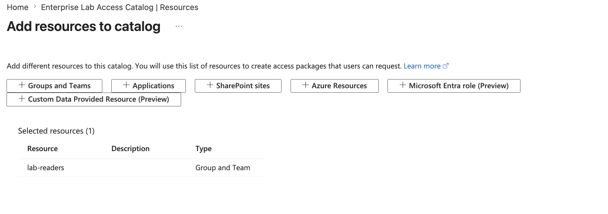 Access catalog resources
