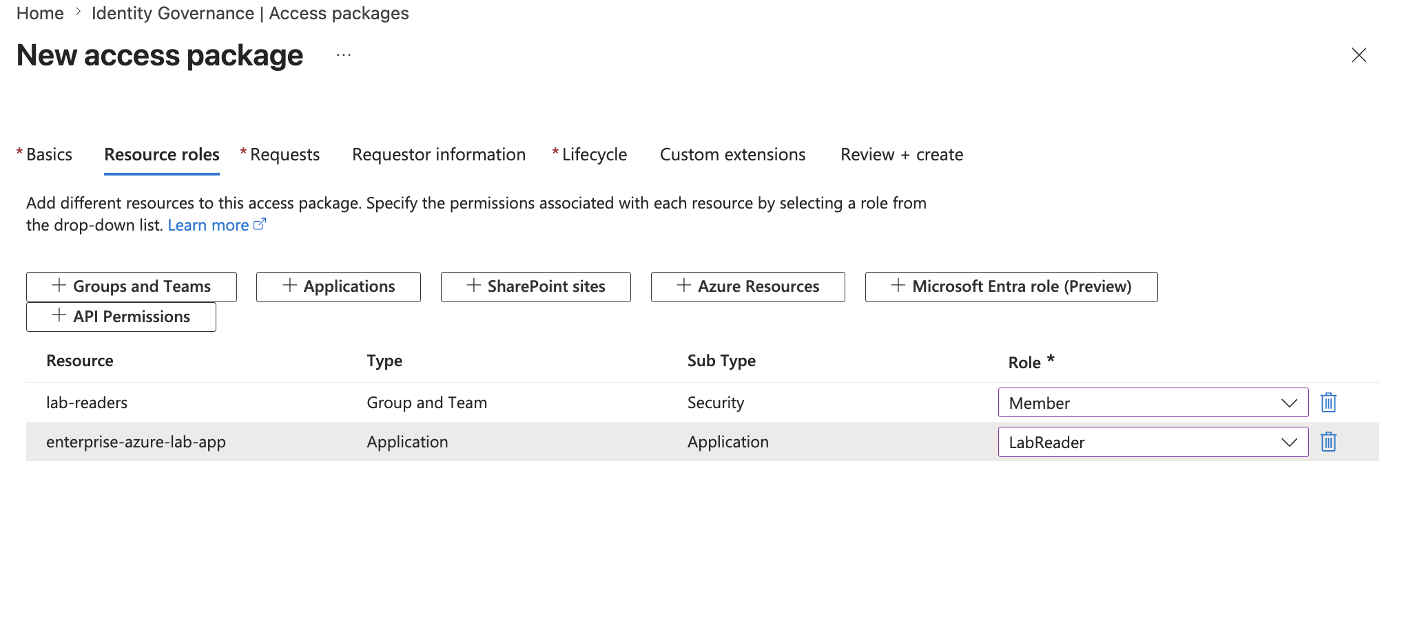 Access package requests