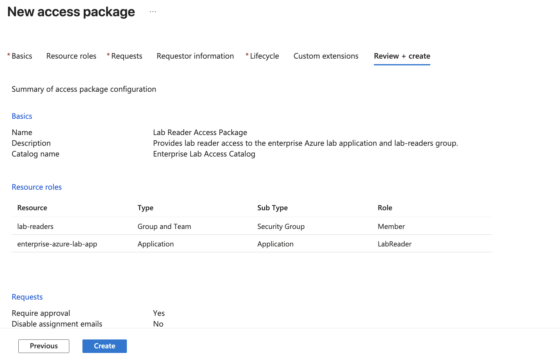 Access package created