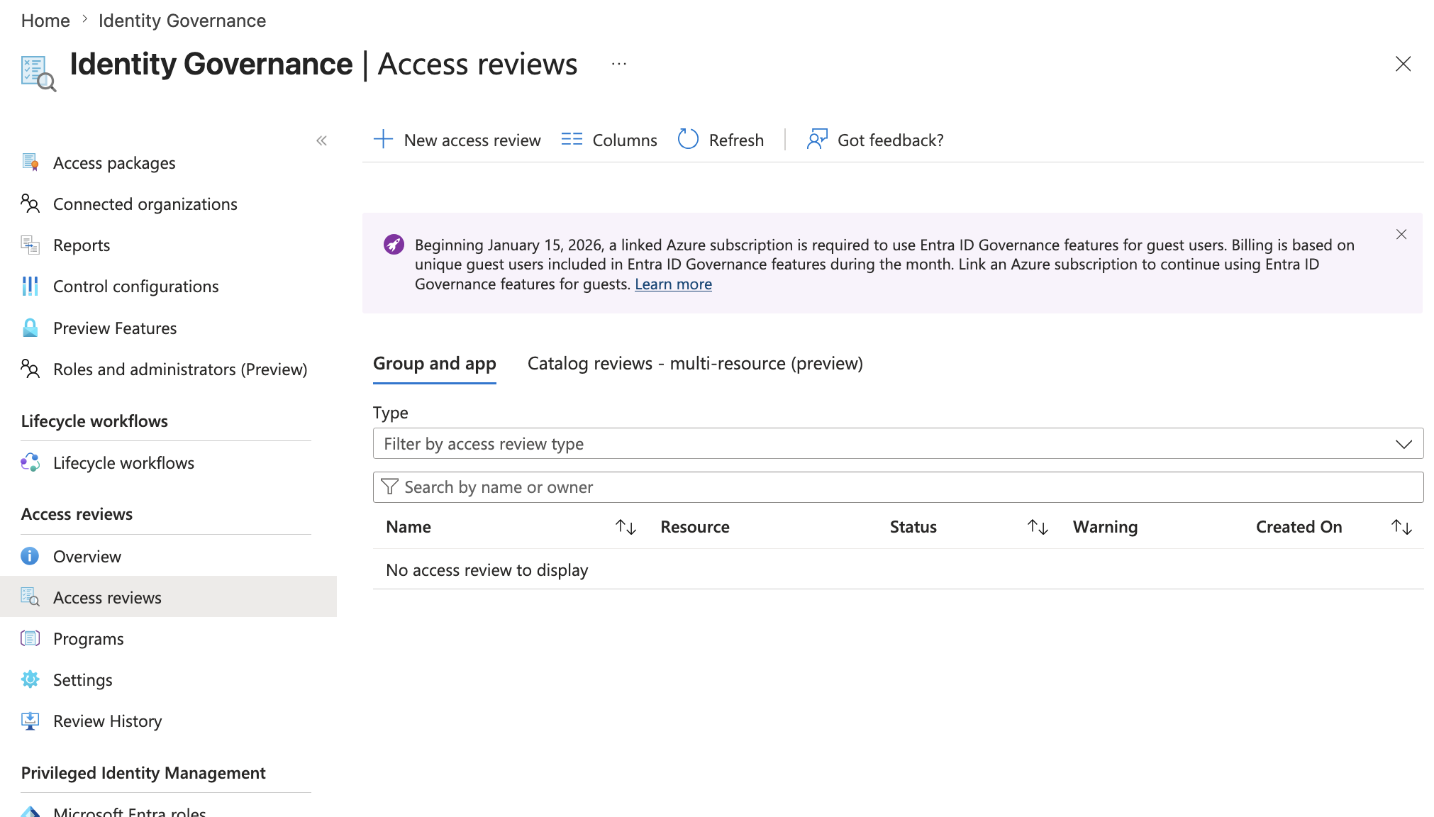 Access review created