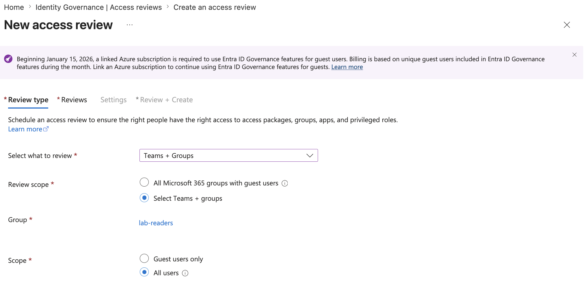 Access review created