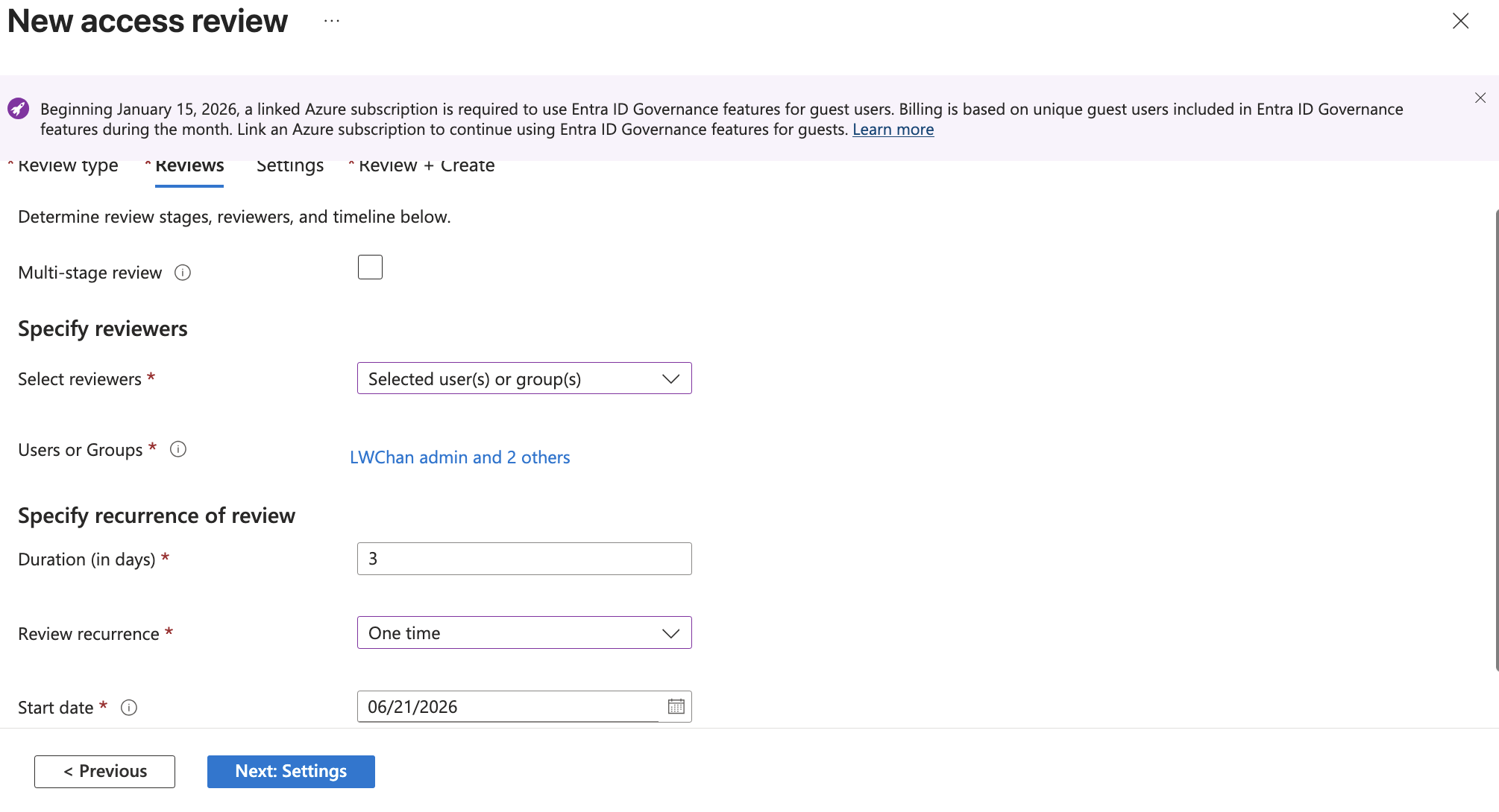Access review created