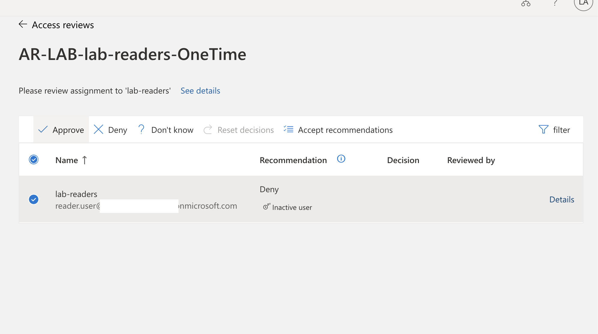 My Access review details