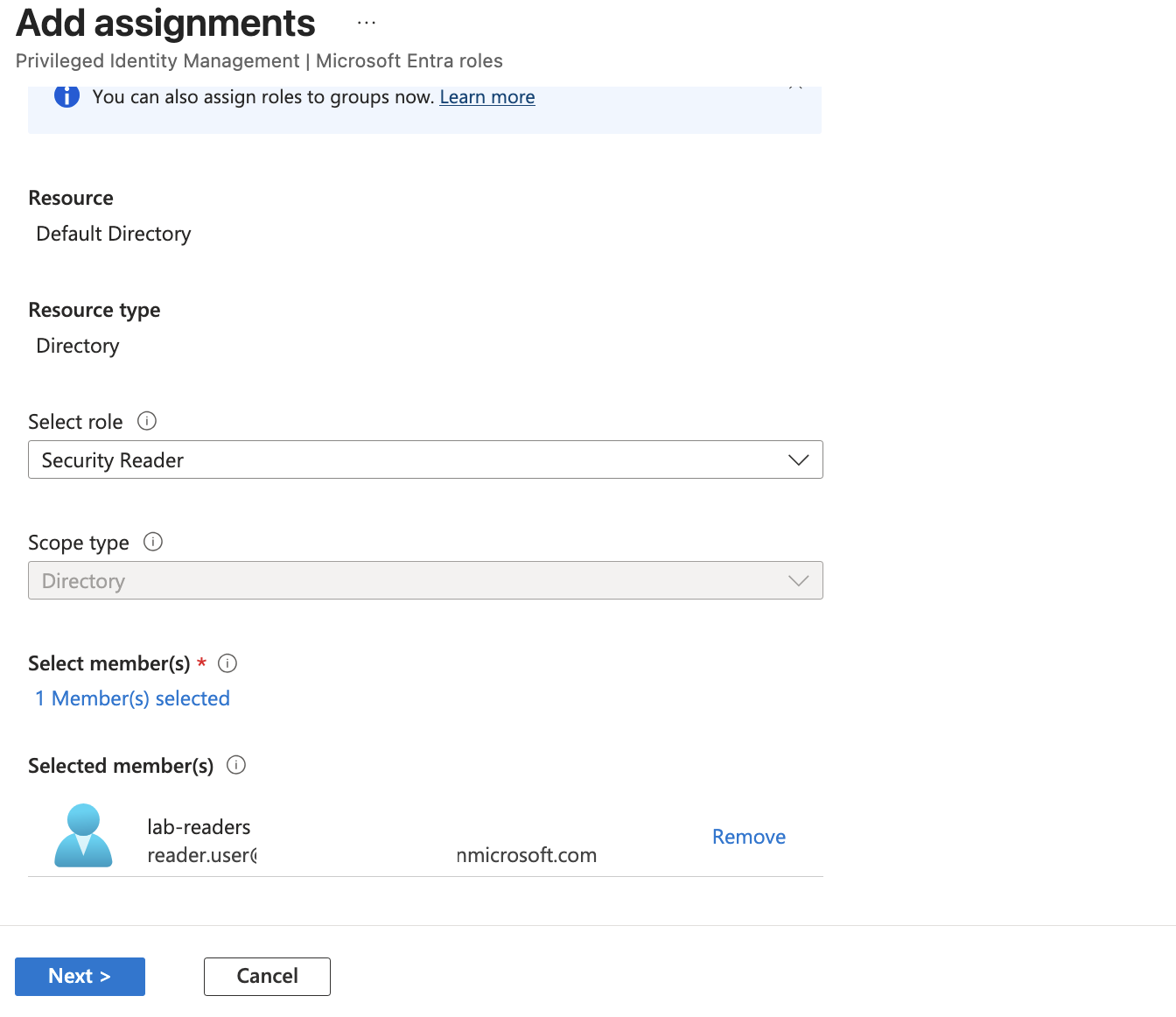 PIM add Security Reader assignment