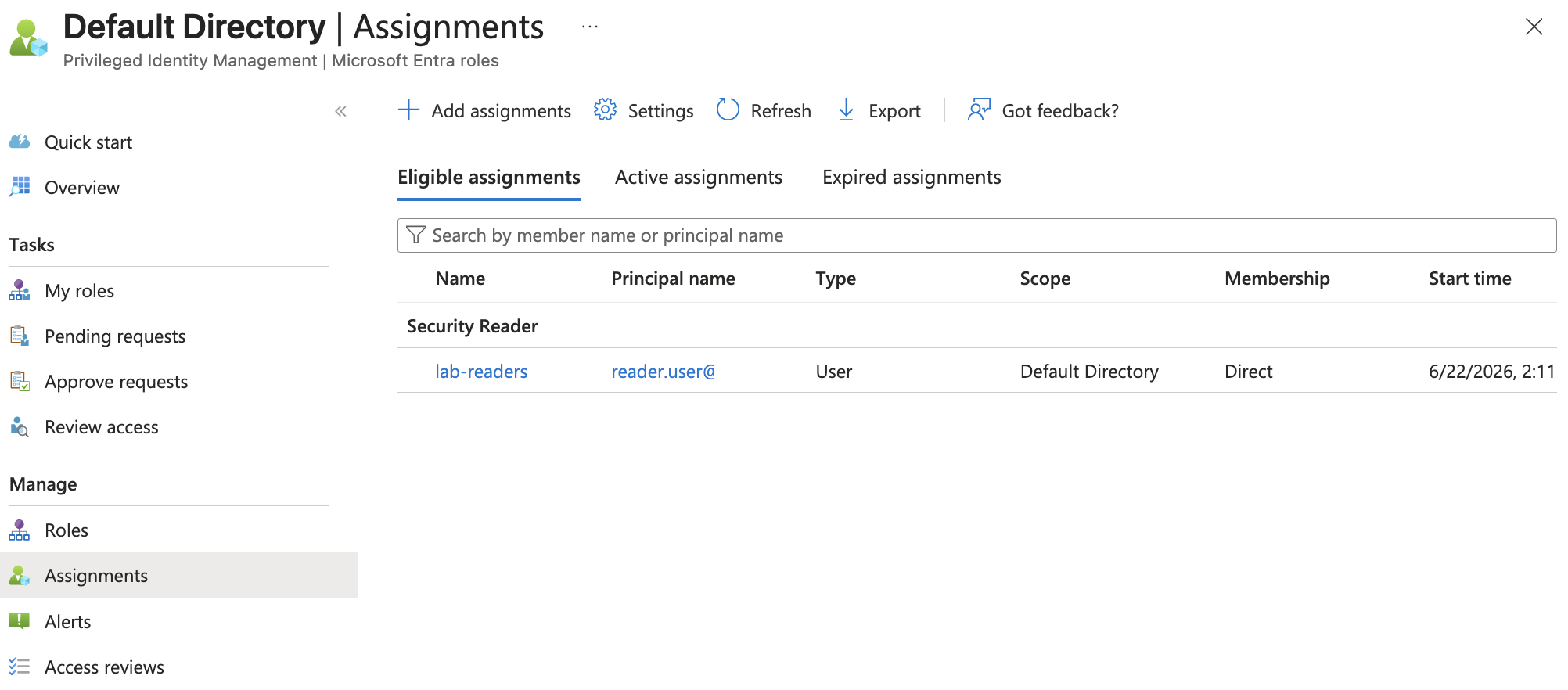 PIM eligible assignment created