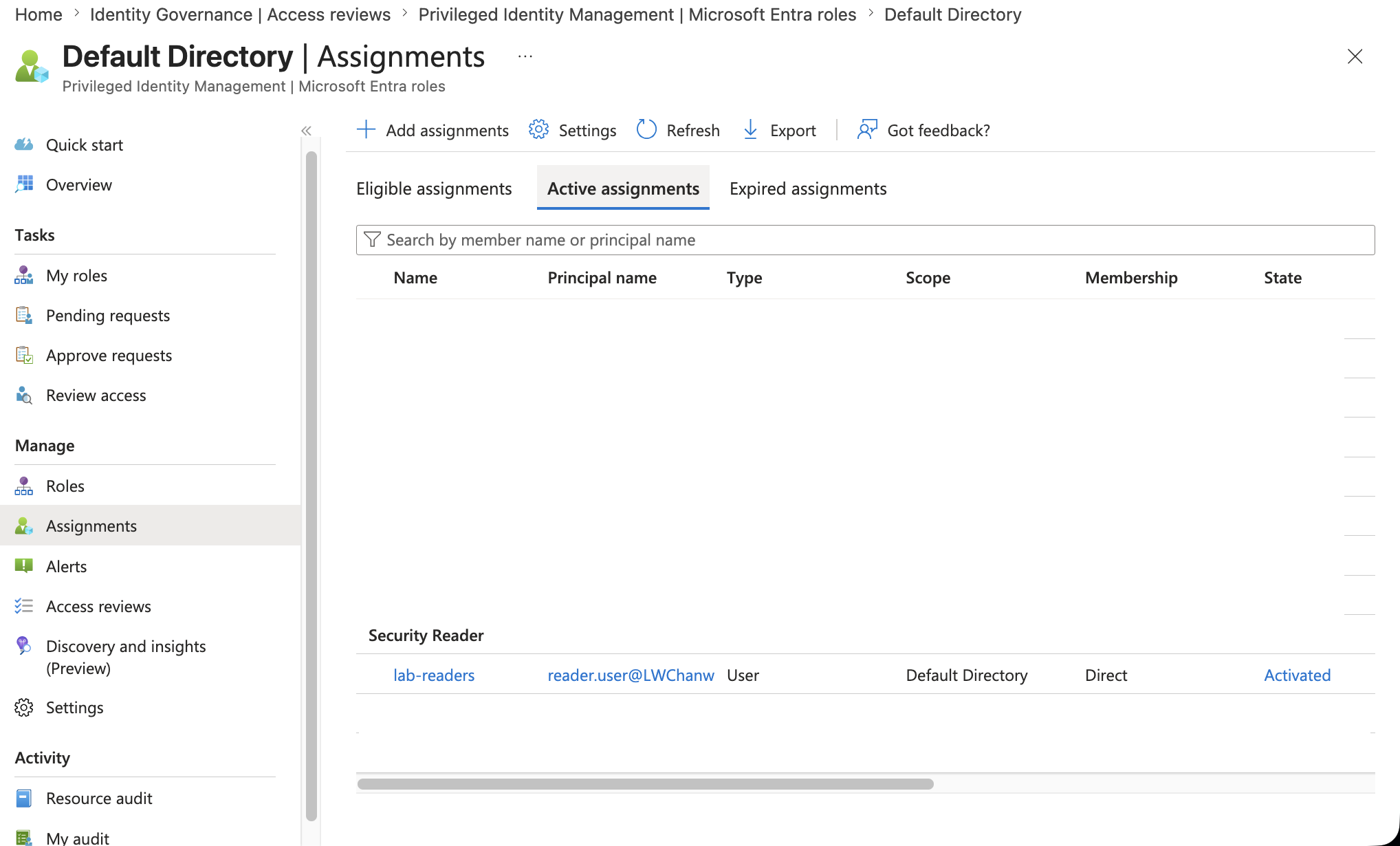 PIM active assignment