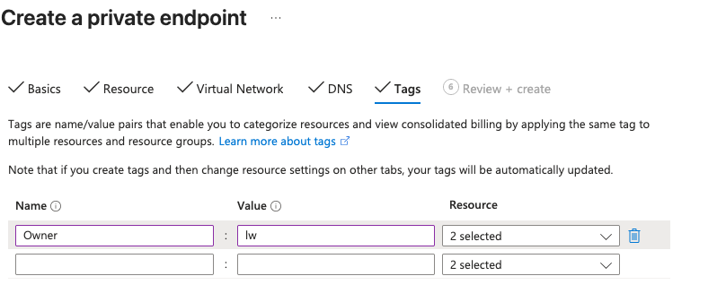 Private Endpoint Tags