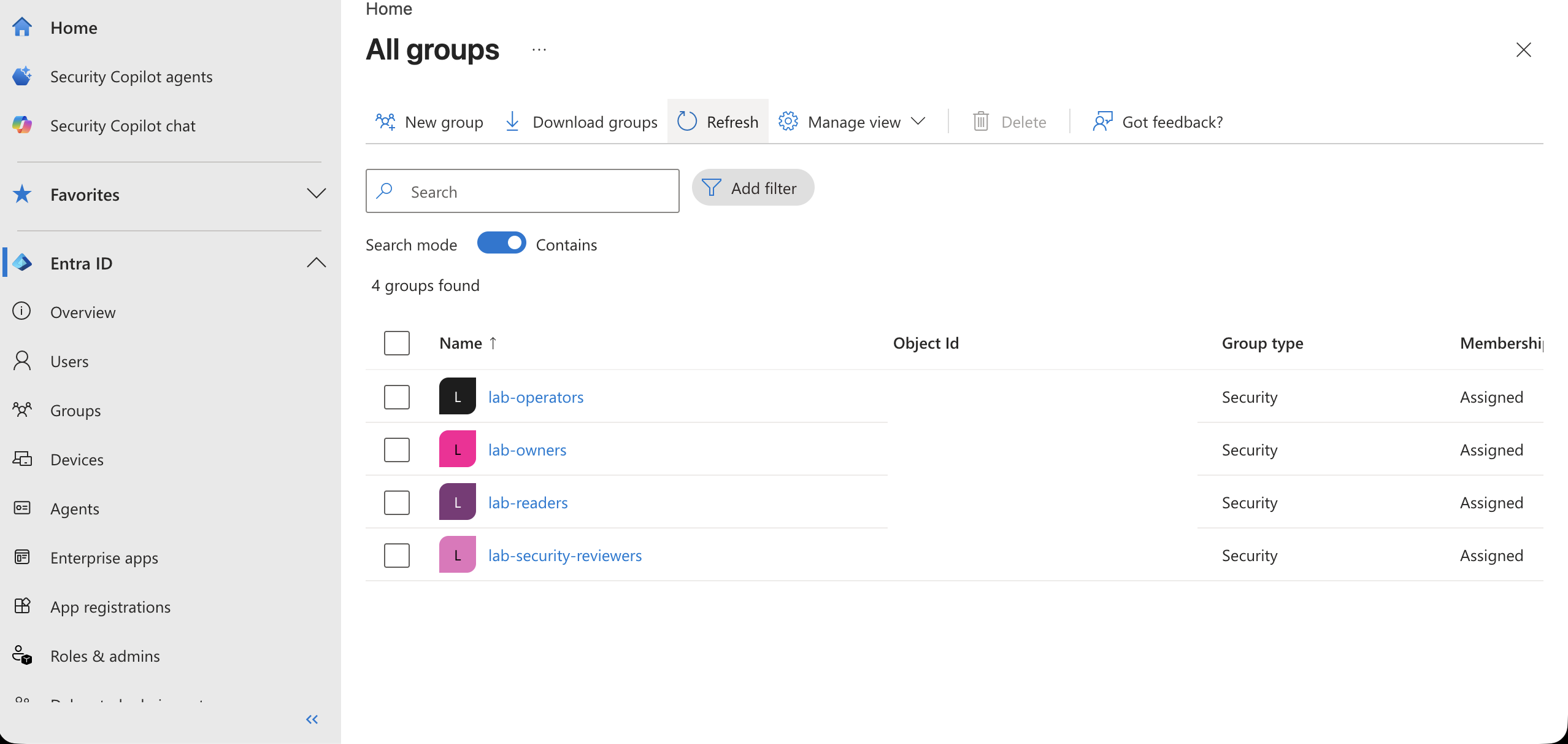 Entra security groups