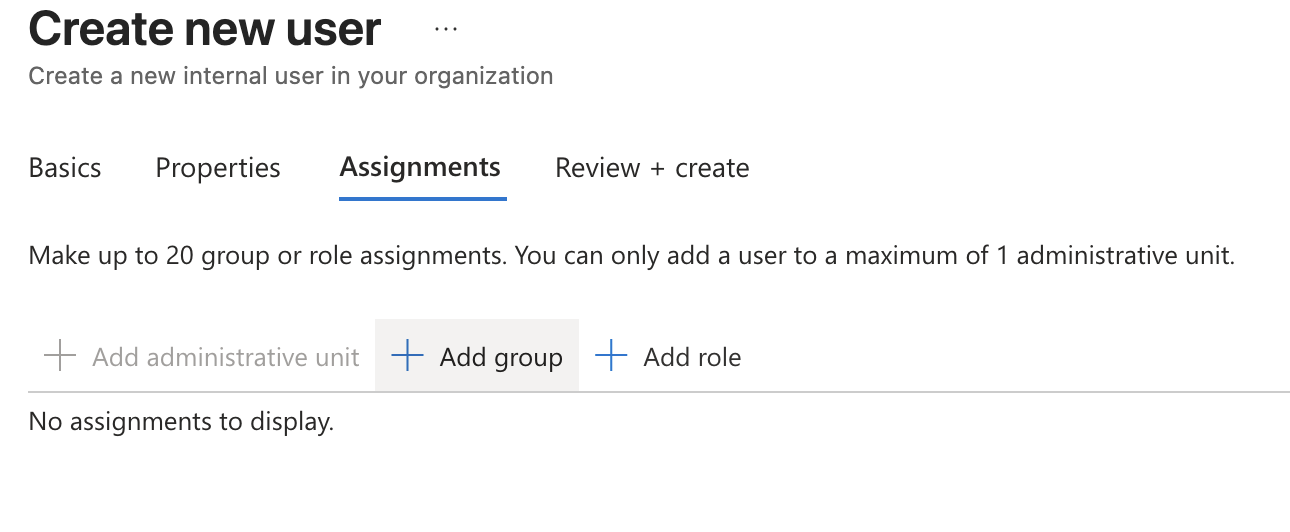 Create user assignments tab