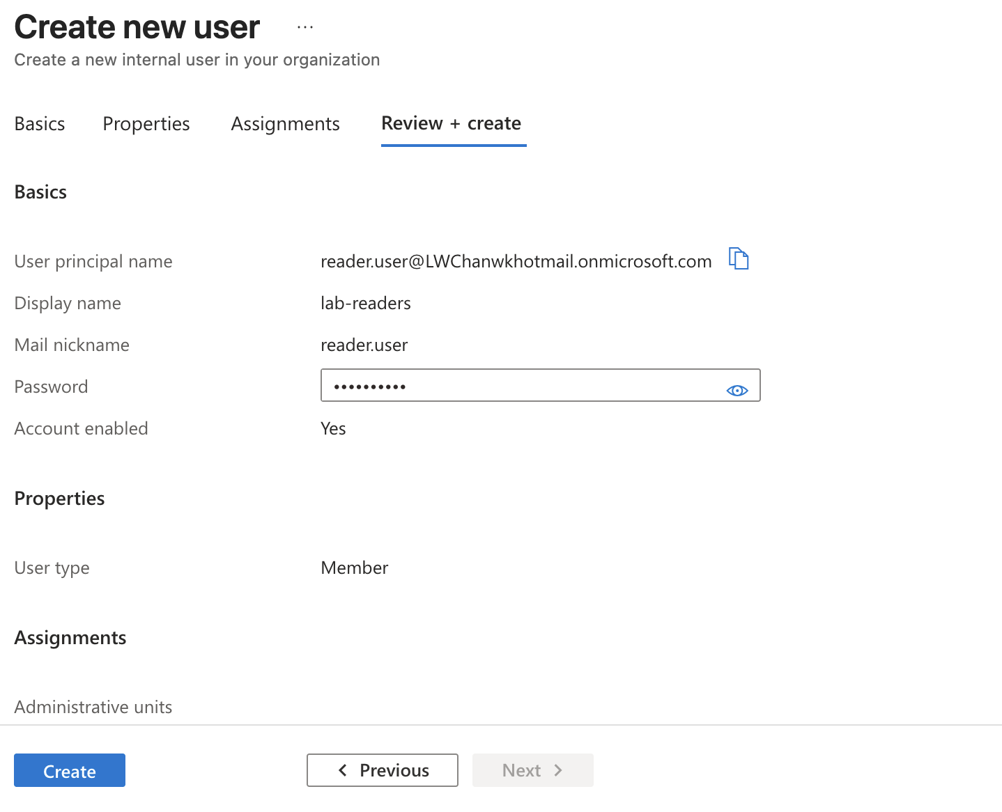 Review and create reader user