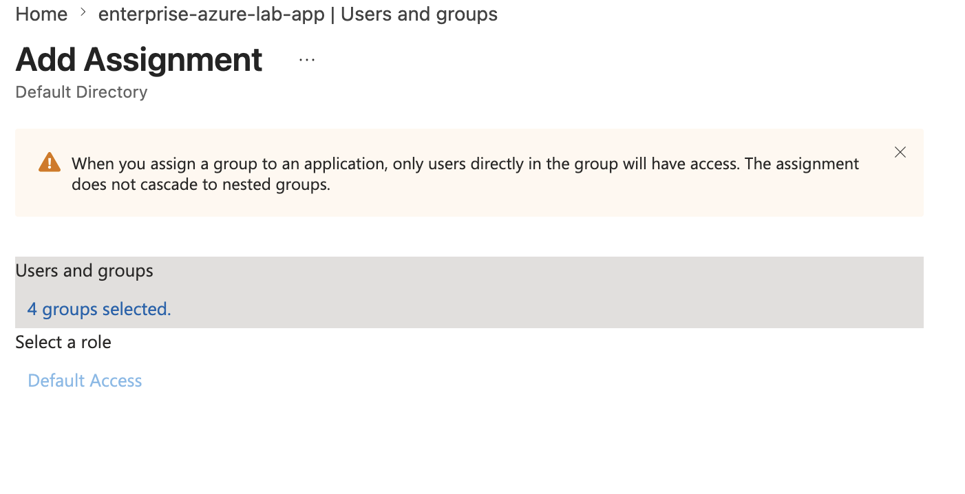 Add assignment with four groups selected