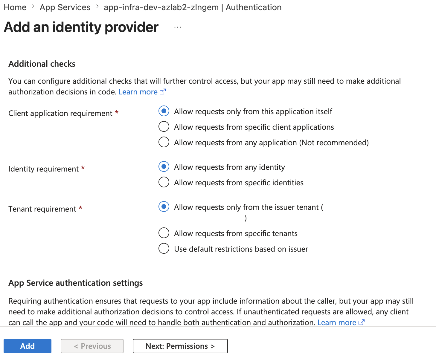 Authentication provider additional checks