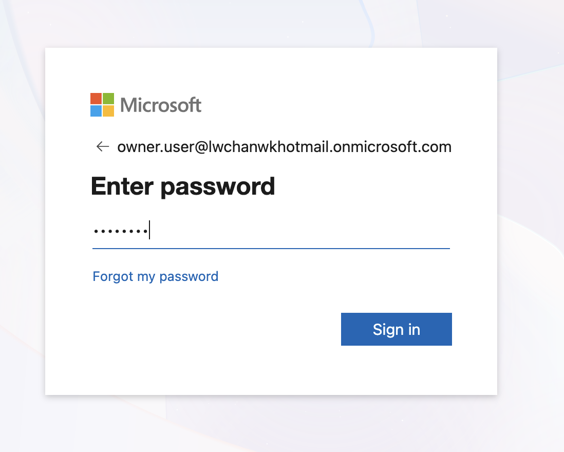 Assigned owner password sign in