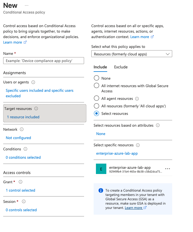 Conditional Access target enterprise app