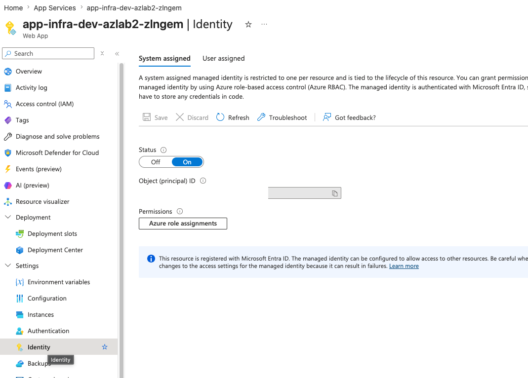 Managed Identity enabled
