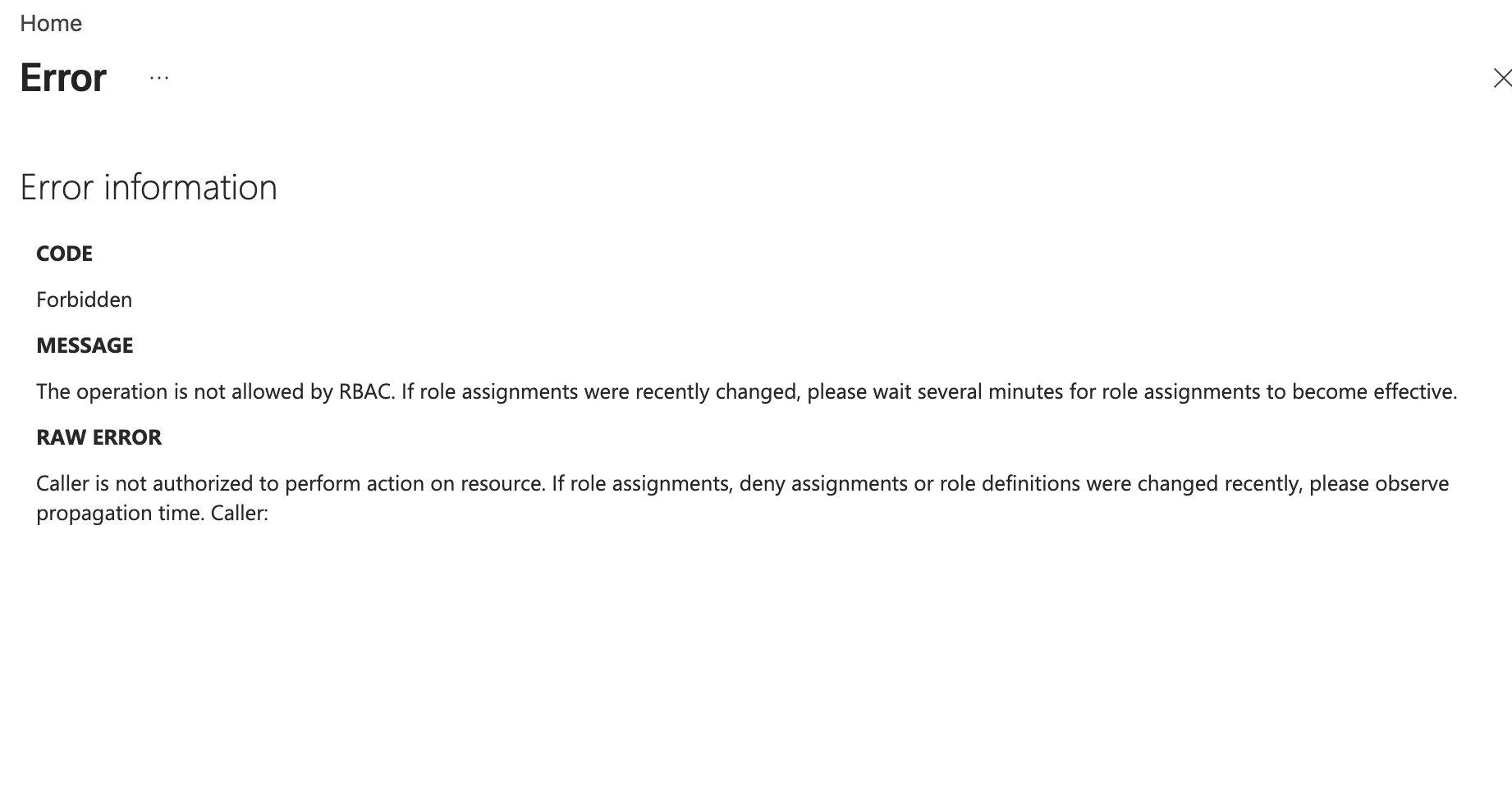 Key Vault RBAC forbidden error