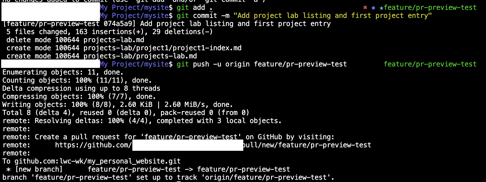 Commit and push the feature branch