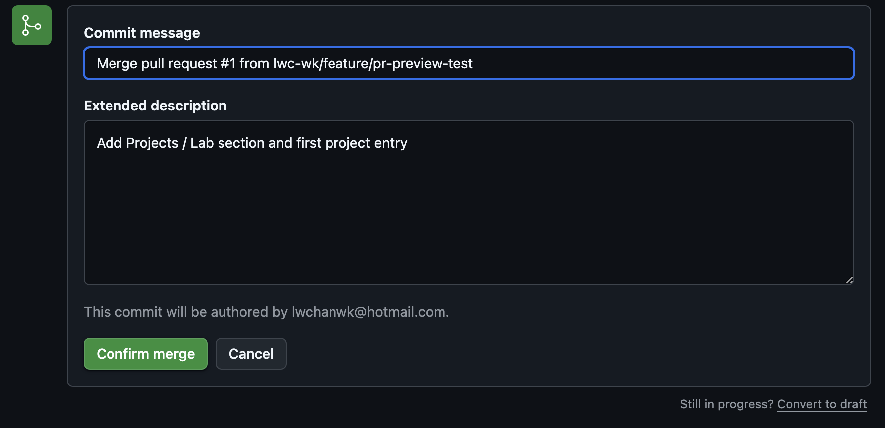 Confirming the merge