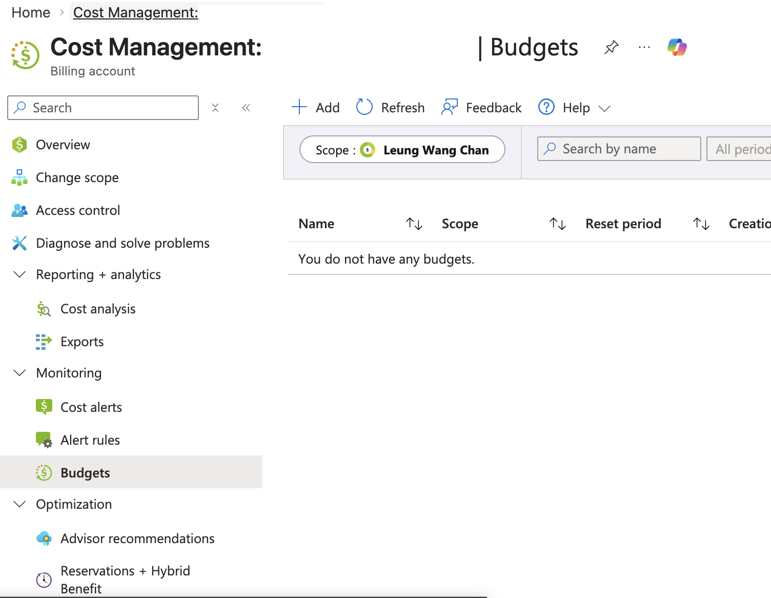 Project 1 - Part 3 - Azure Budget Setup and Cost Control
