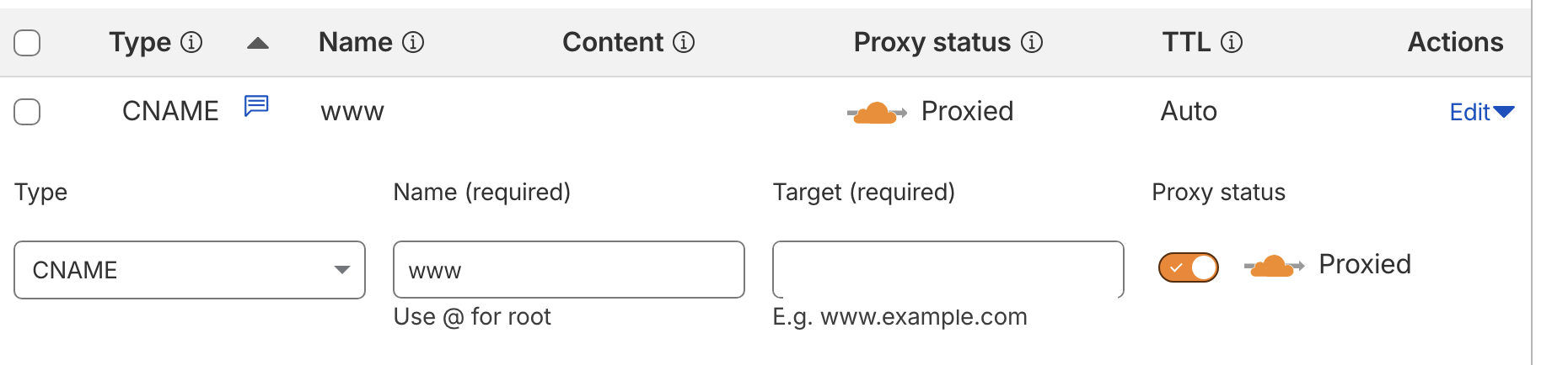 Cloudflare CNAME proxied